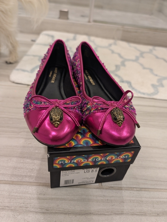 Kurt Geiger Shoes - Kurt Geiger Fuchsia Metallic Ballet Flats with Embellished Tweed. 8.5 New